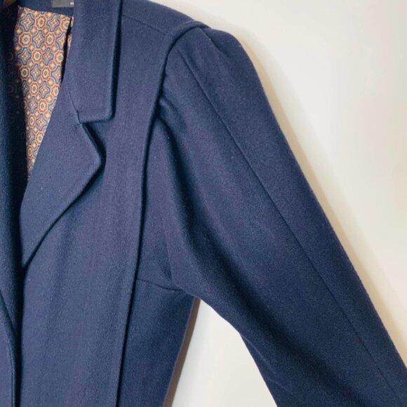 Vintage Navy Blue Wool Top Coat Dress Coat Sz Medium Union Made - Picture 2 of 14